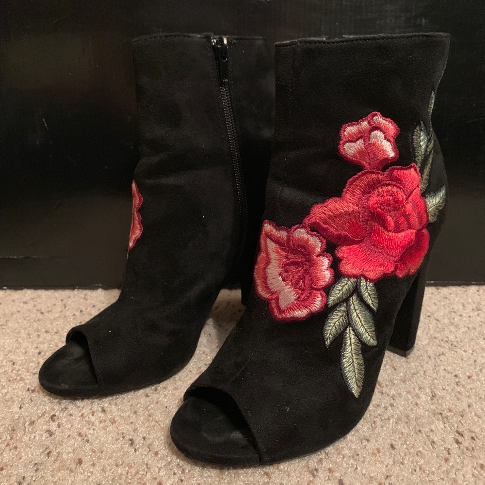 Floral Heeled Booties